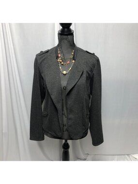 Maurices Jacket Womens Size Large Gray Black Houndstooth Open Front Blazer